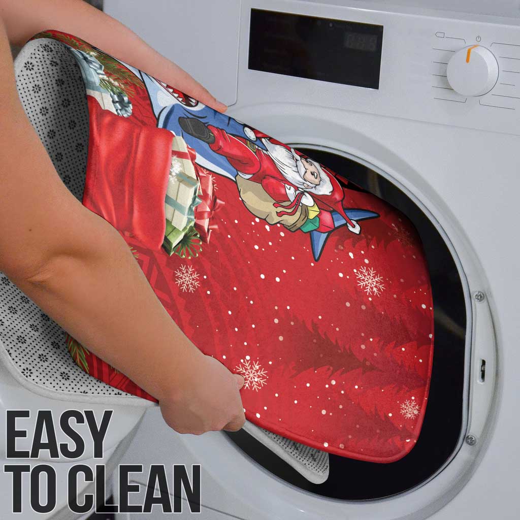 Funny Santa Riding Shark Bathroom Set Polynesian Tribal Christmas Spirit - Polynesian Pride