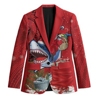 Funny Santa Riding Shark Blazer Polynesian Tribal Christmas Spirit - Polynesian Pride