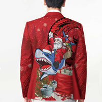 Funny Santa Riding Shark Blazer Polynesian Tribal Christmas Spirit - Polynesian Pride