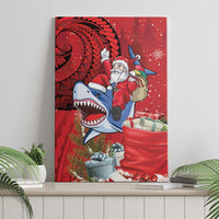 Funny Santa Riding Shark Canvas Wall Art Polynesian Tribal Christmas Spirit - Polynesian Pride