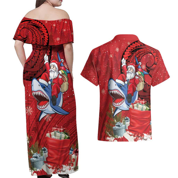 Hawaii Couples Matching Tank Maxi Dress And Hawaiian Shirt Polynesian Shark Tattoo With Plumeria Yellow Gradient LT14 main image 1