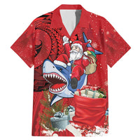 Funny Santa Riding Shark Family Matching Mermaid Dress and Hawaiian Shirt Polynesian Tribal Christmas Spirit - Polynesian Pride