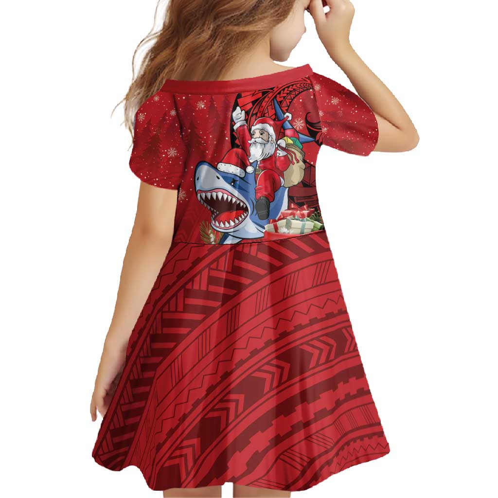 Funny Santa Riding Shark Family Matching Off Shoulder Maxi Dress and Hawaiian Shirt Polynesian Tribal Christmas Spirit - Polynesian Pride