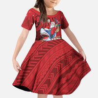 Funny Santa Riding Shark Family Matching Tank Maxi Dress and Hawaiian Shirt Polynesian Tribal Christmas Spirit - Polynesian Pride