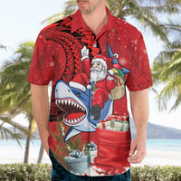 Funny Santa Riding Shark Hawaiian Shirt Polynesian Tribal Christmas Spirit - Polynesian Pride