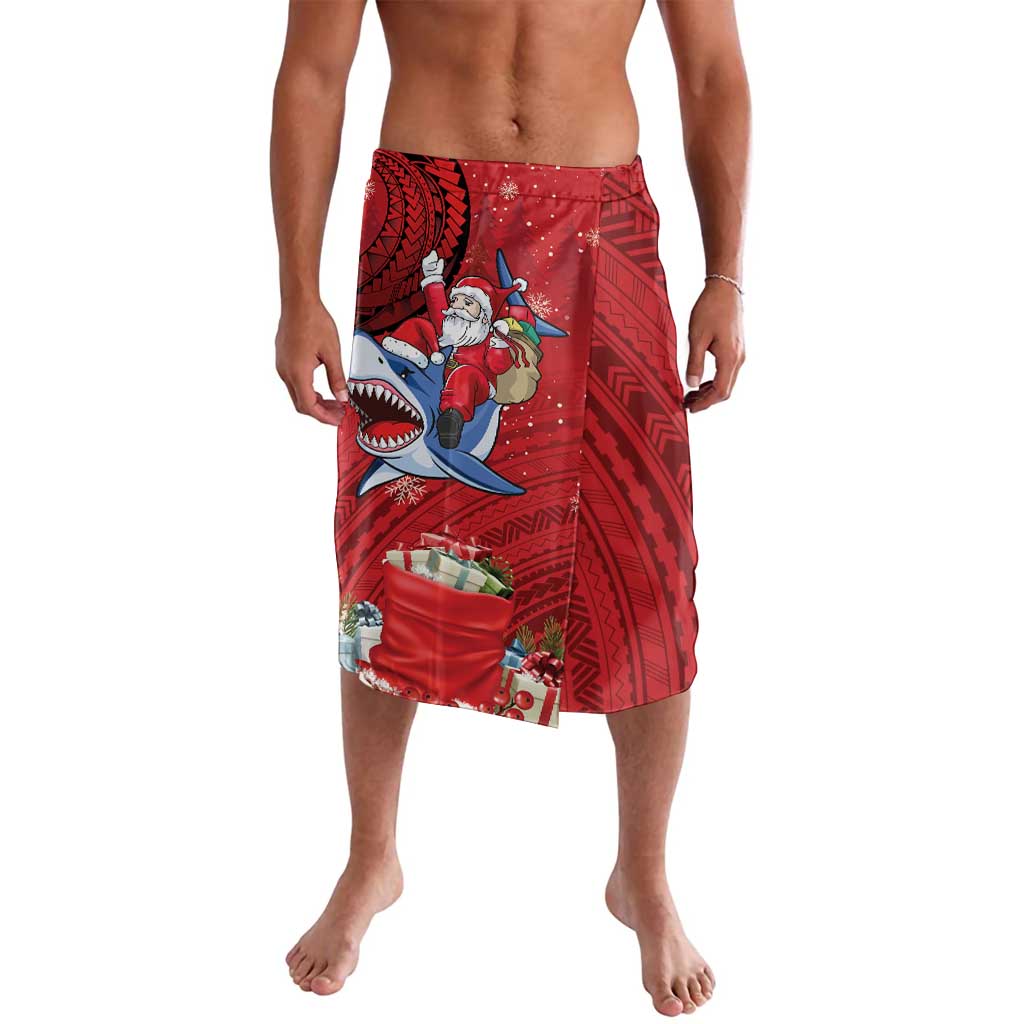 Funny Santa Riding Shark Lavalava Polynesian Tribal Christmas Spirit - Polynesian Pride