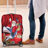 Funny Santa Riding Shark Luggage Cover Polynesian Tribal Christmas Spirit - Polynesian Pride