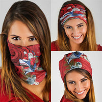 Funny Santa Riding Shark Neck Gaiter Polynesian Tribal Christmas Spirit - Polynesian Pride