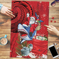Funny Santa Riding Shark Puzzle Polynesian Tribal Christmas Spirit - Polynesian Pride