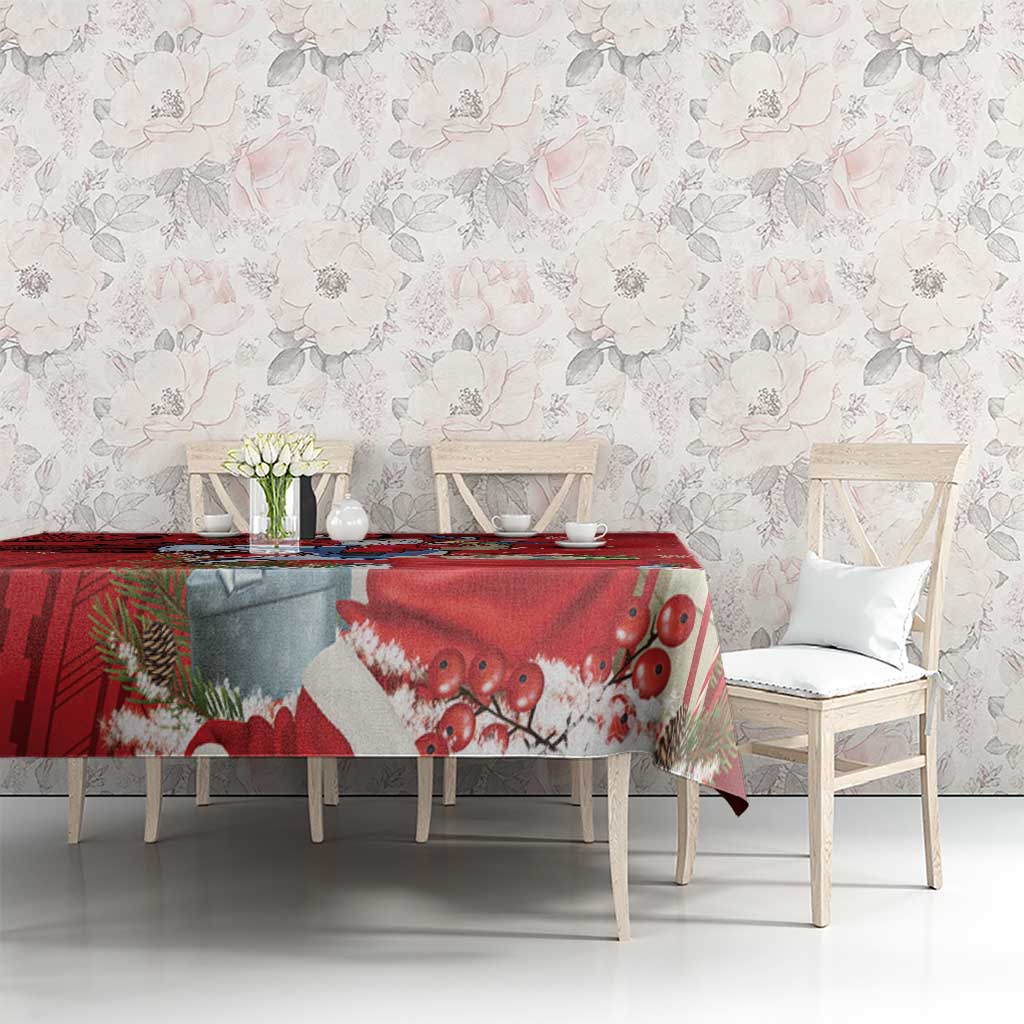 Funny Santa Riding Shark Tablecloth Polynesian Tribal Christmas Spirit - Polynesian Pride