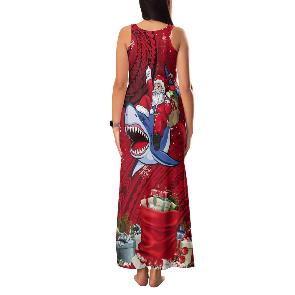 Funny Santa Riding Shark Tank Maxi Dress Polynesian Tribal Christmas Spirit - Polynesian Pride