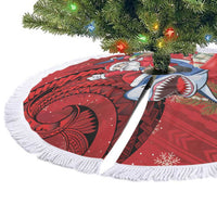 Funny Santa Riding Shark Tree Skirt Polynesian Tribal Christmas Spirit - Polynesian Pride