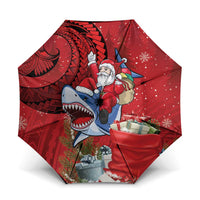 Funny Santa Riding Shark Umbrella Polynesian Tribal Christmas Spirit - Polynesian Pride