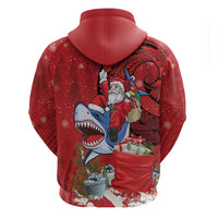 Funny Santa Riding Shark Zip Hoodie Polynesian Tribal Christmas Spirit - Polynesian Pride