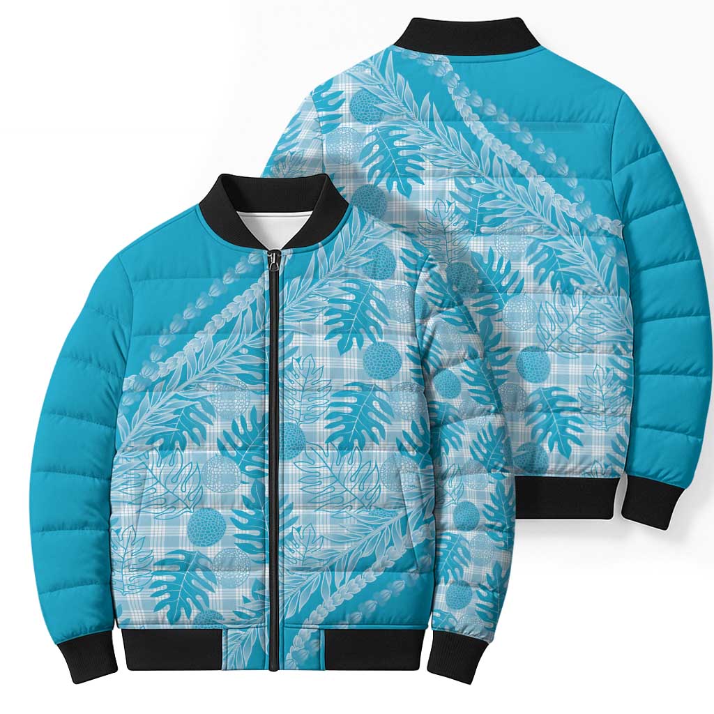 Hawaii Breadfruit Palaka Bomber Puffer Jacket Polu Maile Lei - Polynesian Pride