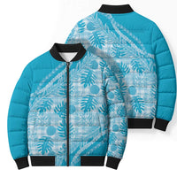 Hawaii Breadfruit Palaka Bomber Puffer Jacket Polu Maile Lei - Polynesian Pride