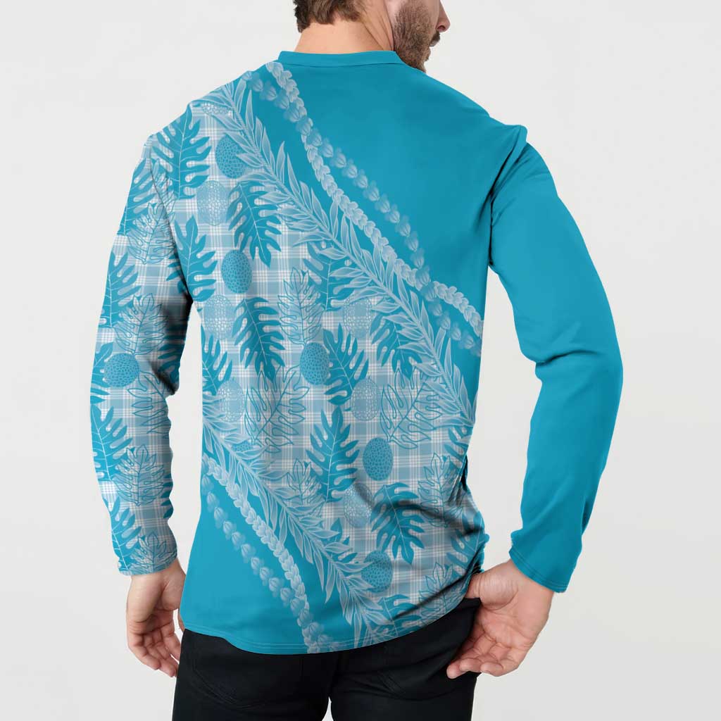 Hawaii Breadfruit Palaka Button Sweatshirt Polu Maile Lei - Polynesian Pride