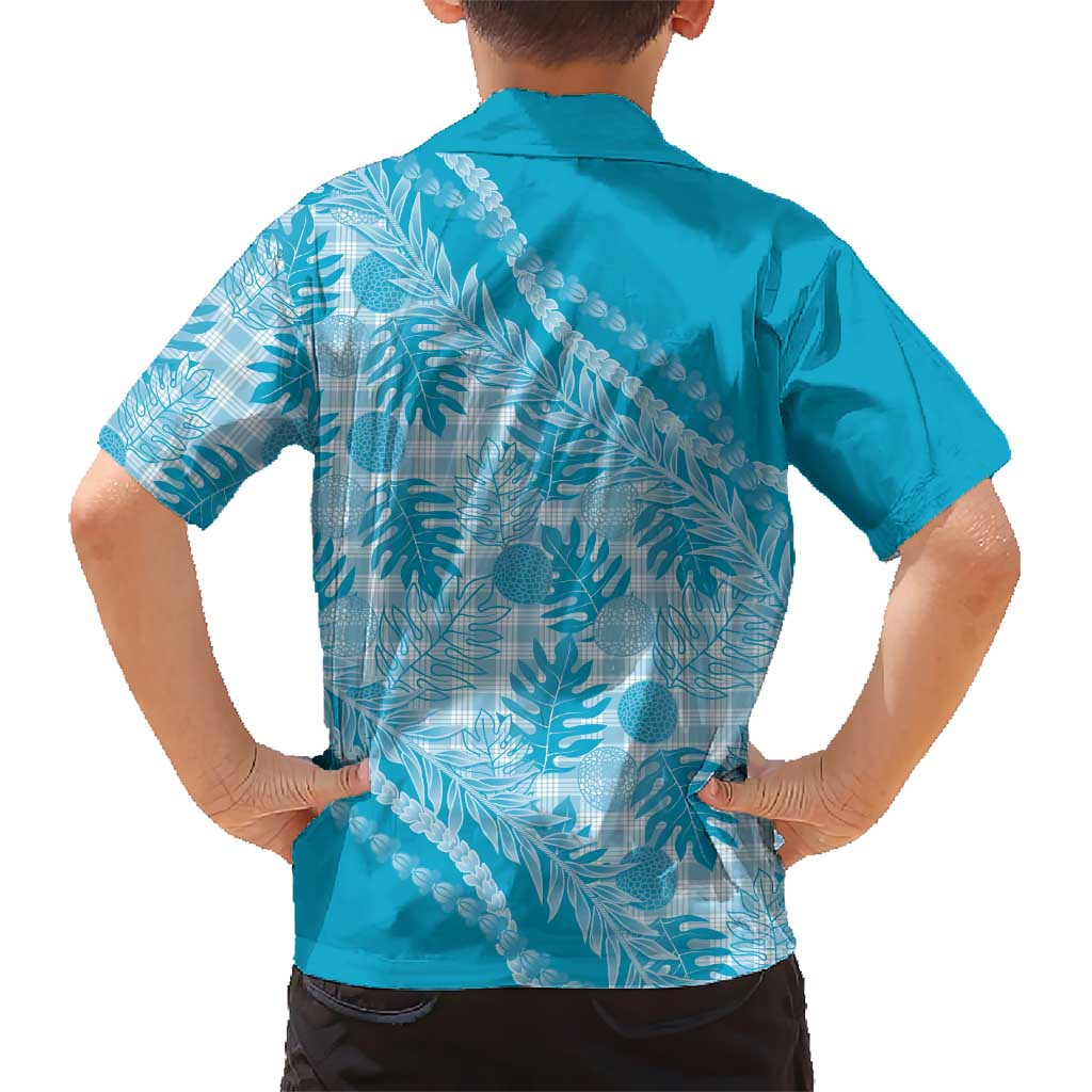 Hawaii Breadfruit Palaka Family Matching Long Sleeve Bodycon Dress and Hawaiian Shirt Polu Maile Lei - Polynesian Pride