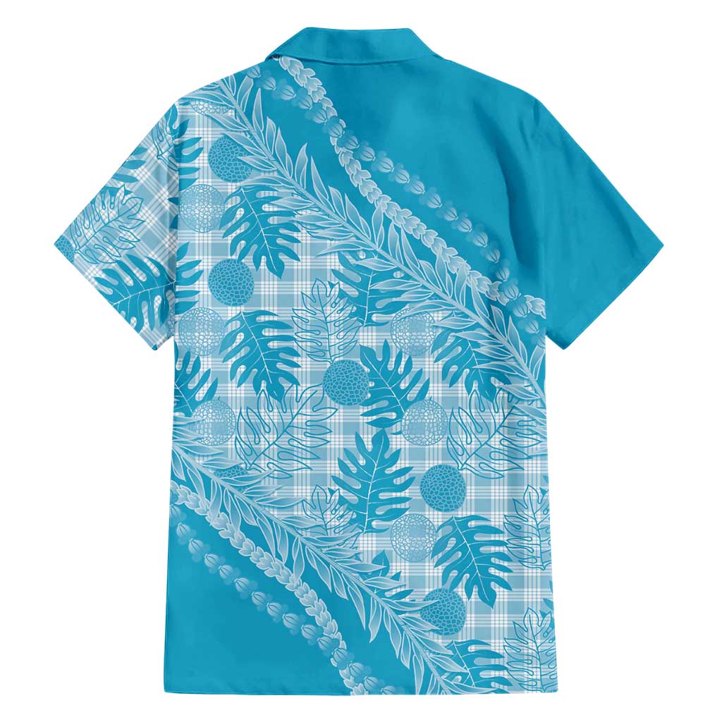 Hawaii Breadfruit Palaka Family Matching Off The Shoulder Long Sleeve Dress and Hawaiian Shirt Polu Maile Lei - Polynesian Pride