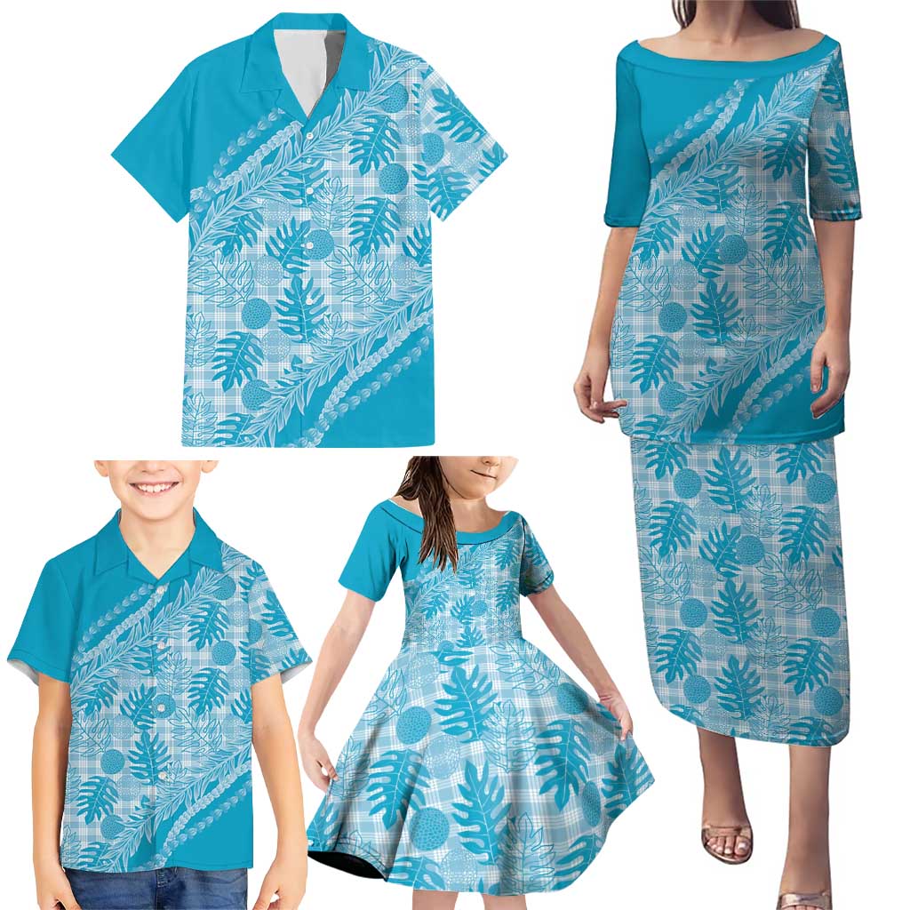 Hawaii Breadfruit Palaka Family Matching Puletasi and Hawaiian Shirt Polu Maile Lei LT9 - Polynesian Pride