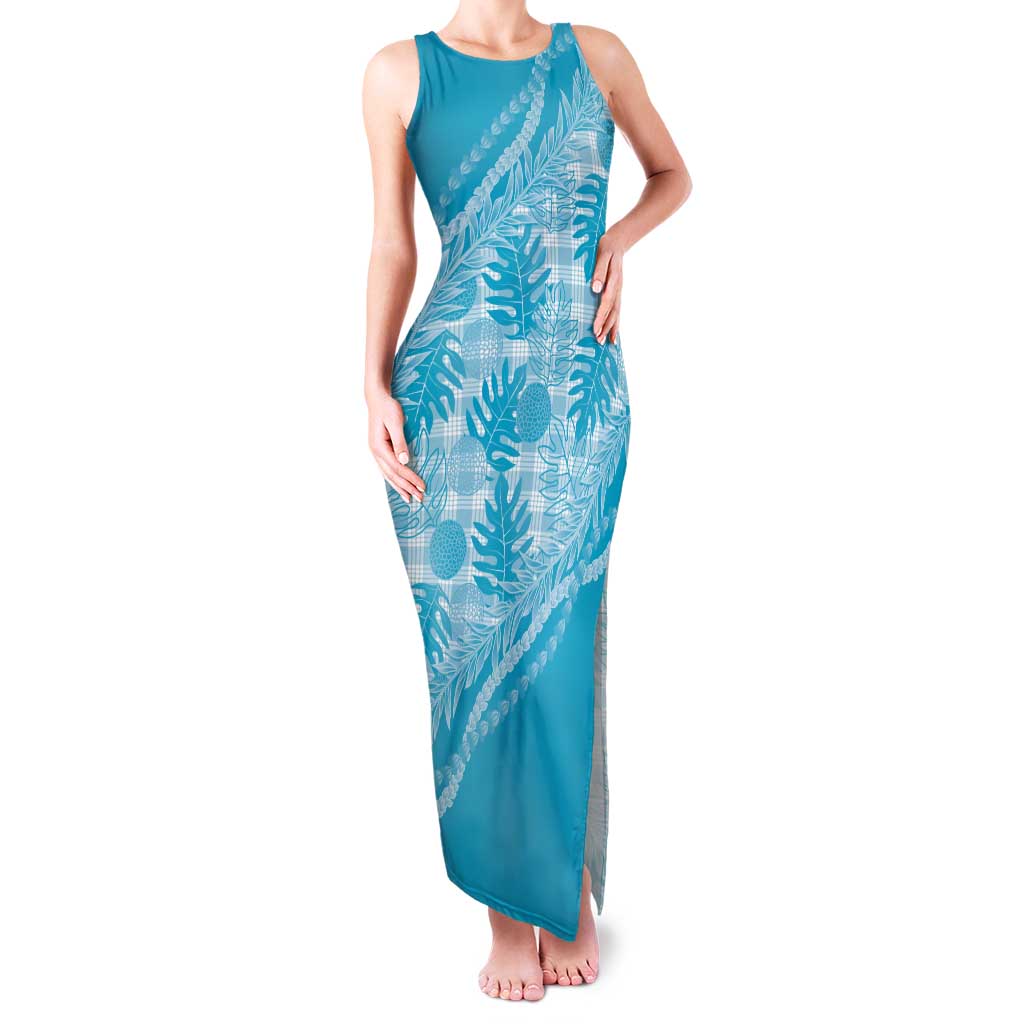 Hawaii Breadfruit Palaka Family Matching Tank Maxi Dress and Hawaiian Shirt Polu Maile Lei - Polynesian Pride