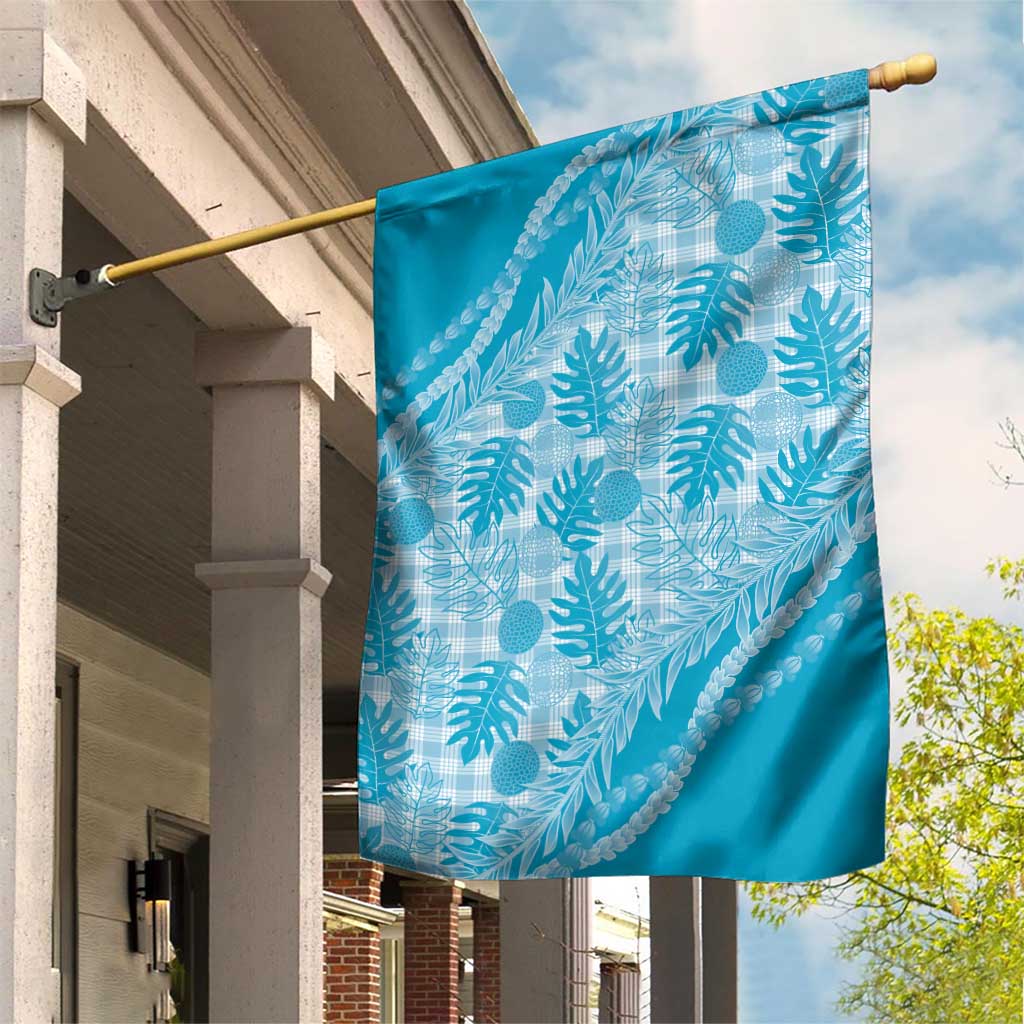 Hawaii Breadfruit Palaka Garden Flag Polu Maile Lei LT9 House Flag Blue - Polynesian Pride