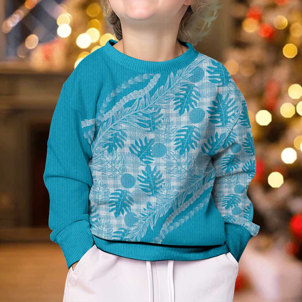 Hawaii Breadfruit Palaka Kid Ugly Christmas Sweater Polu Maile Lei - Polynesian Pride