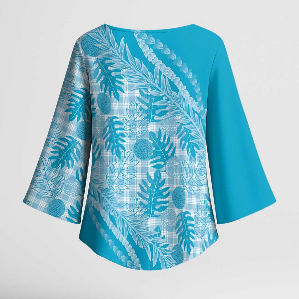 Hawaii Breadfruit Palaka Kimono Sleeve Blouse - Polu Maile Lei LT9 - Polynesian Pride