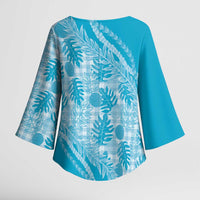 Hawaii Breadfruit Palaka Kimono Sleeve Blouse - Polu Maile Lei LT9 - Polynesian Pride