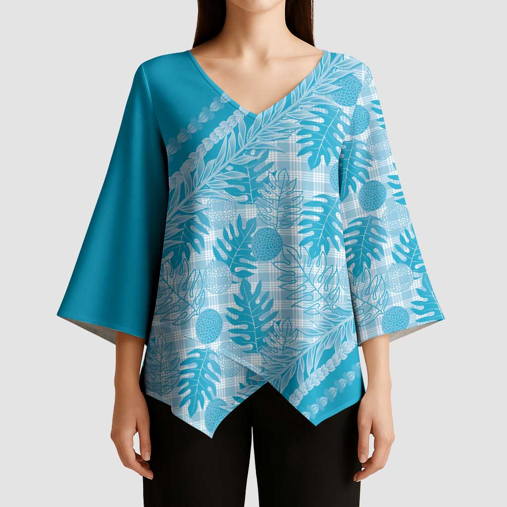 Hawaii Breadfruit Palaka Kimono Sleeve Blouse - Polu Maile Lei LT9 - Polynesian Pride