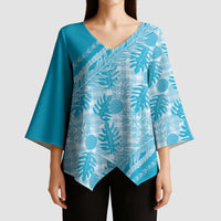 Hawaii Breadfruit Palaka Kimono Sleeve Blouse - Polu Maile Lei LT9 - Polynesian Pride