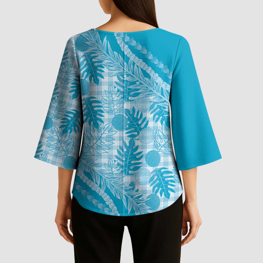 Hawaii Breadfruit Palaka Kimono Sleeve Blouse - Polu Maile Lei LT9 - Polynesian Pride