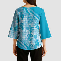 Hawaii Breadfruit Palaka Kimono Sleeve Blouse - Polu Maile Lei LT9 - Polynesian Pride