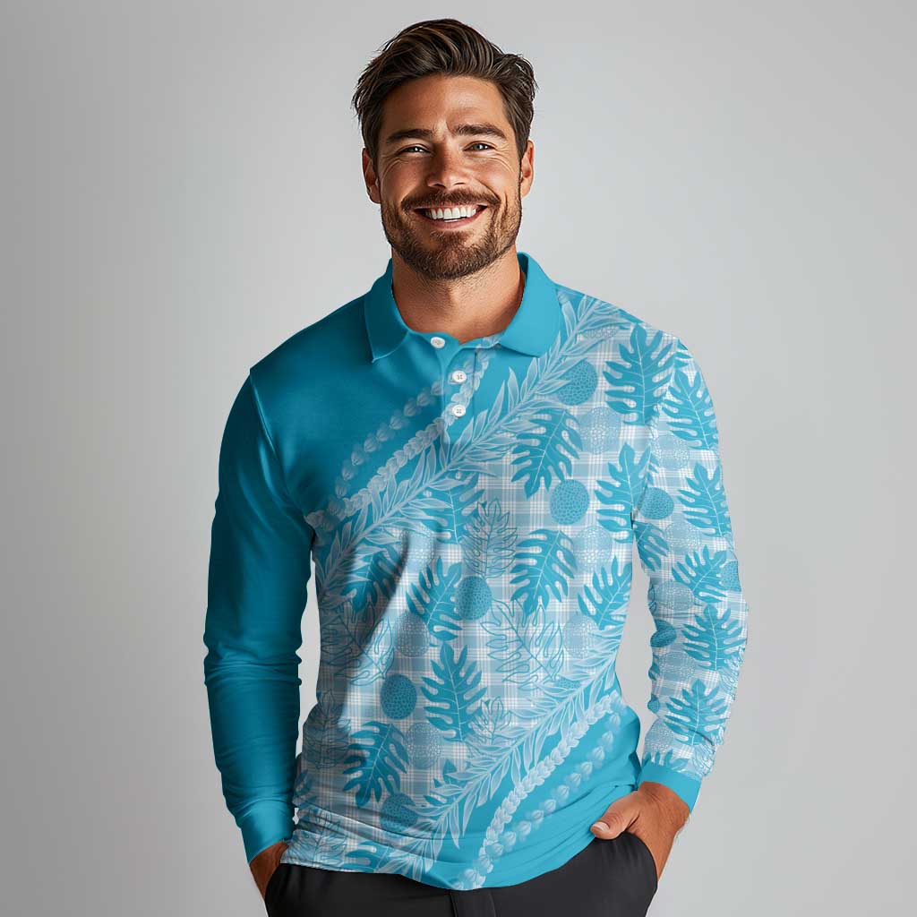Hawaii Breadfruit Palaka Long Sleeve Polo Shirt Polu Maile Lei - Polynesian Pride