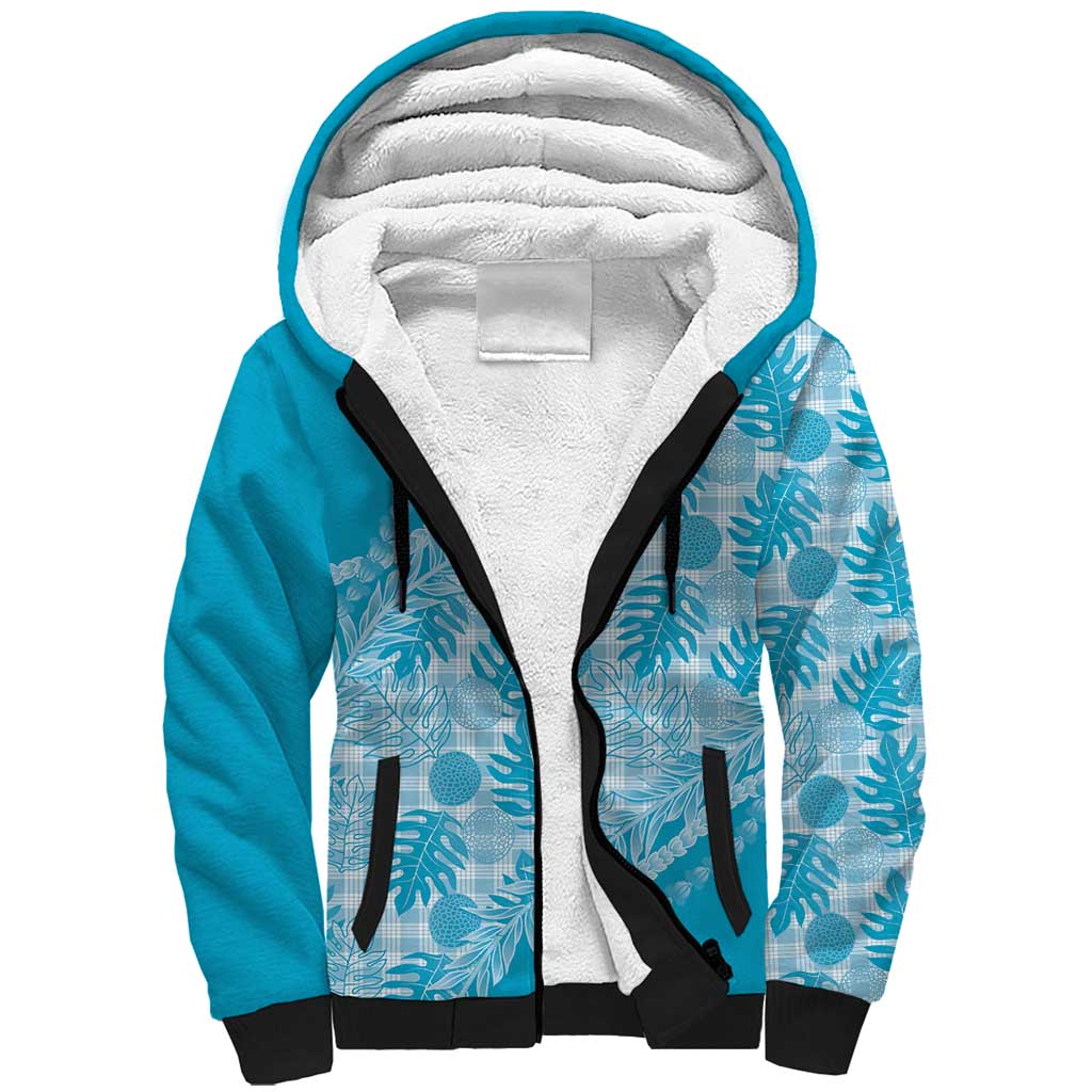 Hawaii Breadfruit Palaka Sherpa Hoodie Polu Maile Lei LT9 Unisex Blue - Polynesian Pride