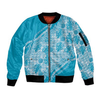Hawaii Breadfruit Palaka Sleeve Zip Bomber Jacket Polu Maile Lei - Polynesian Pride