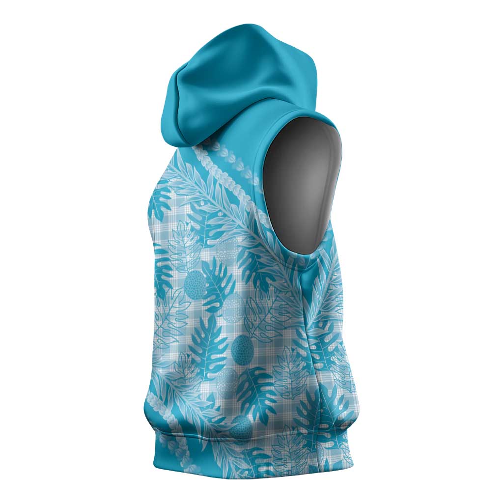 Hawaii Breadfruit Palaka Sleeveless Hoodie Polu Maile Lei - Polynesian Pride