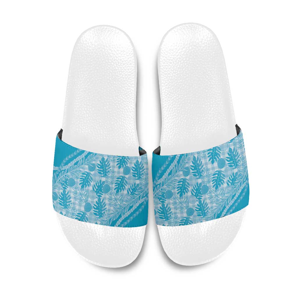 Hawaii Breadfruit Palaka Slide Sandals Polu Maile Lei - Polynesian Pride