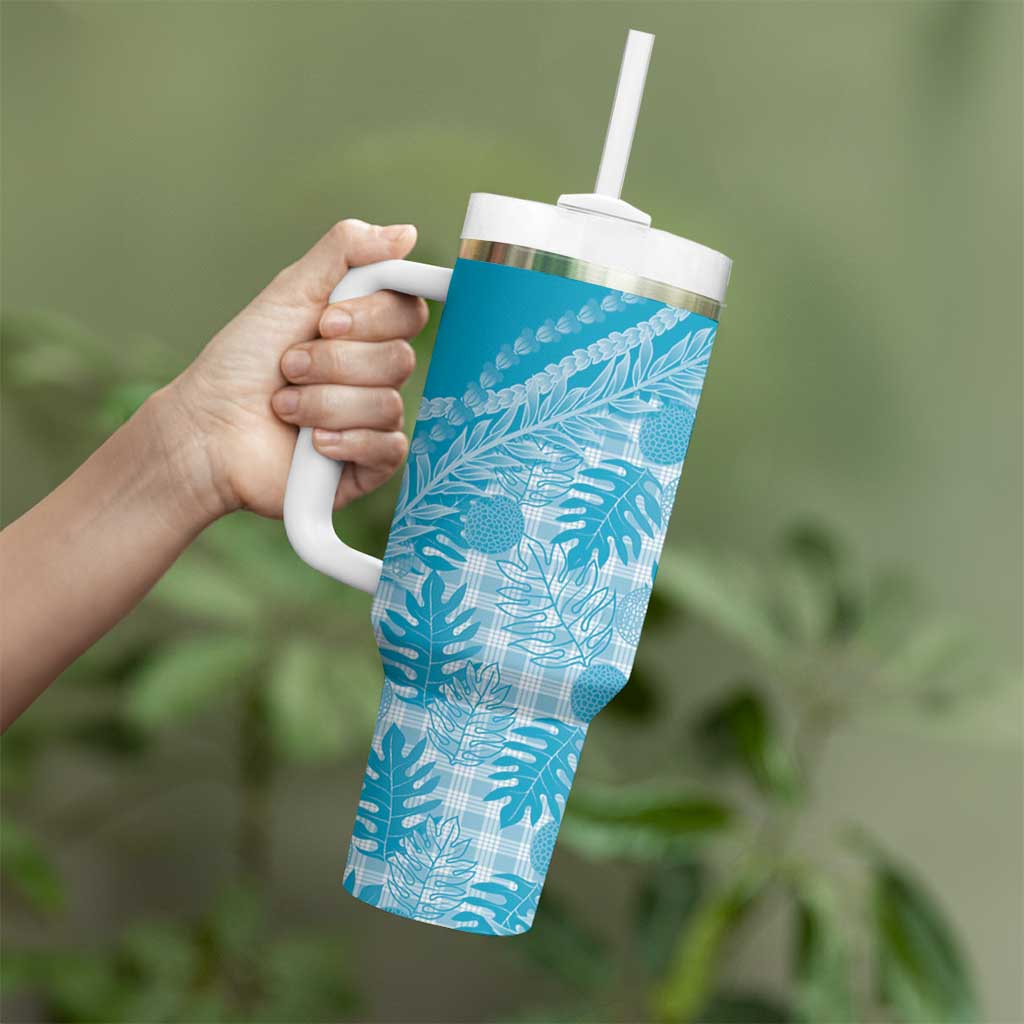 Hawaii Breadfruit Palaka Tumbler With Handle Polu Maile Lei - Polynesian Pride