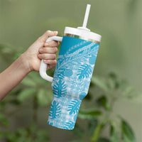 Hawaii Breadfruit Palaka Tumbler With Handle Polu Maile Lei - Polynesian Pride