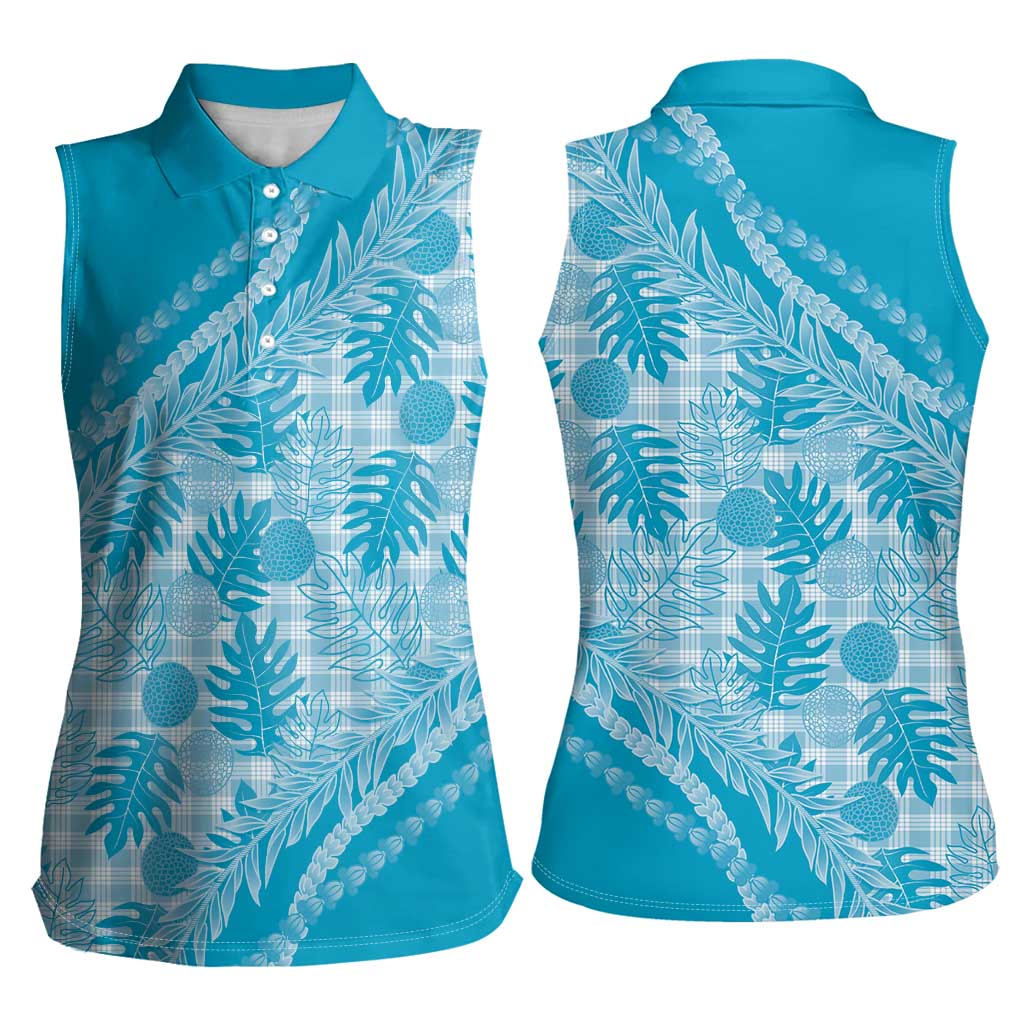 Hawaii Breadfruit Palaka Women Sleeveless Polo Shirt Polu Maile Lei - Polynesian Pride