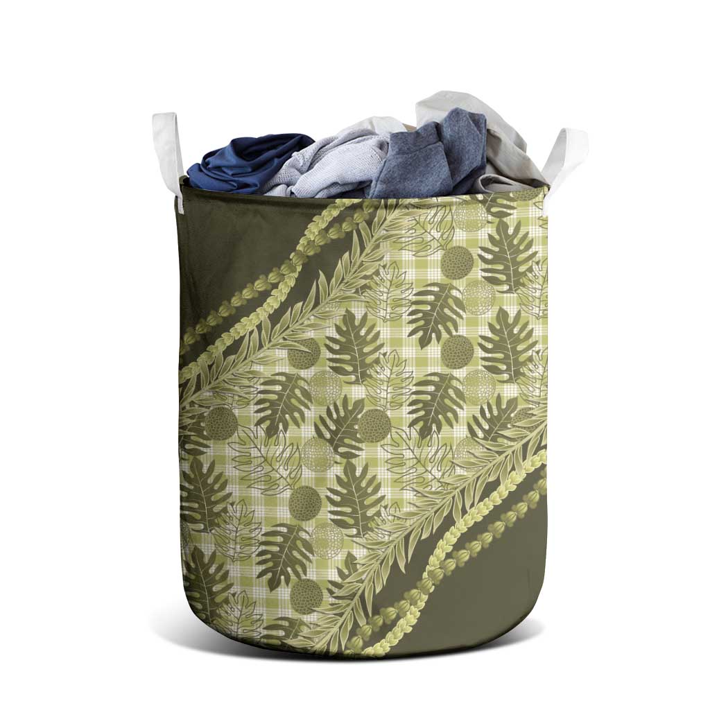 Hawaii Breadfruit Palaka Laundry Basket Omaomao Maile Lei - Polynesian Pride