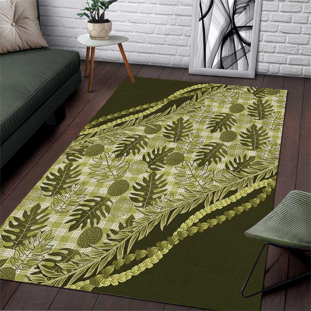 Hawaii Breadfruit Palaka Area Rug Omaomao Maile Lei - Polynesian Pride