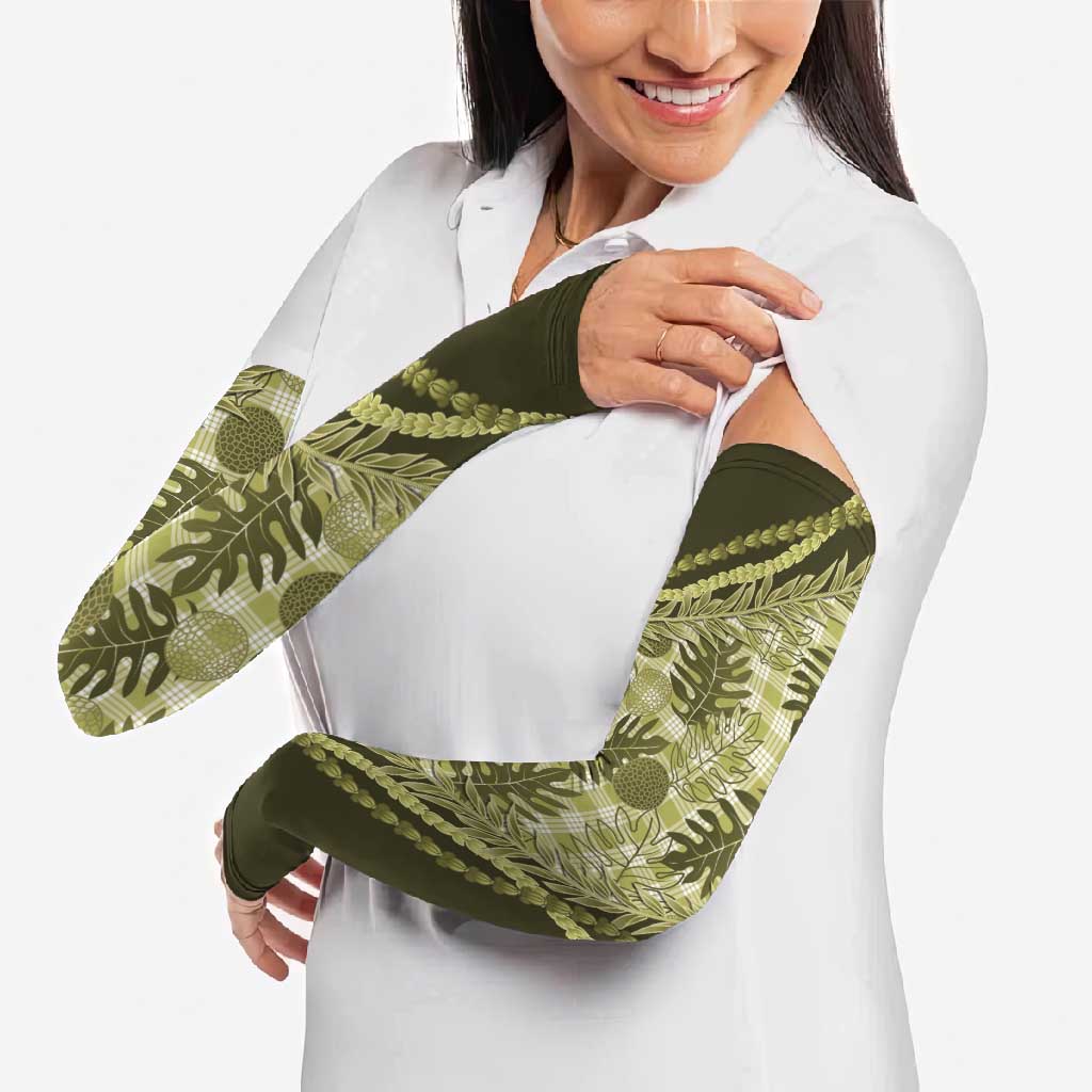 Hawaii Breadfruit Palaka Arm Sleeves Omaomao Maile Lei - Polynesian Pride