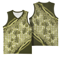 Hawaii Breadfruit Palaka Basketball Jersey Omaomao Maile Lei - Polynesian Pride