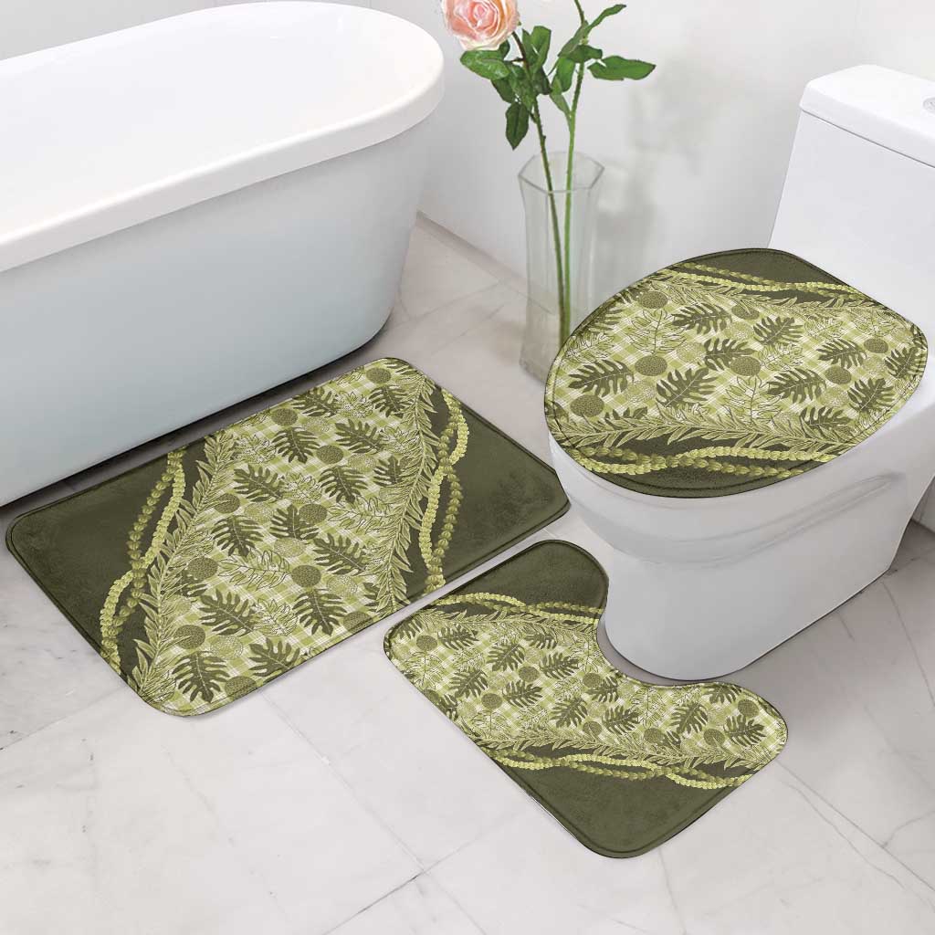 Hawaii Breadfruit Palaka Bathroom Set Omaomao Maile Lei - Polynesian Pride