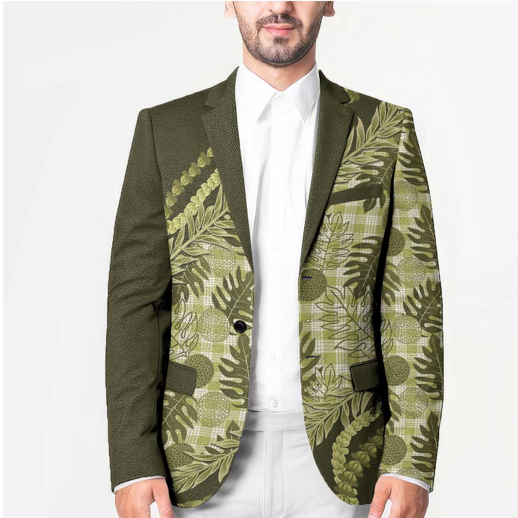 Hawaii Breadfruit Palaka Blazer Omaomao Maile Lei - Polynesian Pride