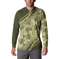 Hawaii Breadfruit Palaka Button Sweatshirt Omaomao Maile Lei - Polynesian Pride