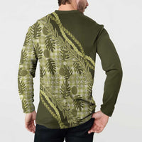 Hawaii Breadfruit Palaka Button Sweatshirt Omaomao Maile Lei - Polynesian Pride