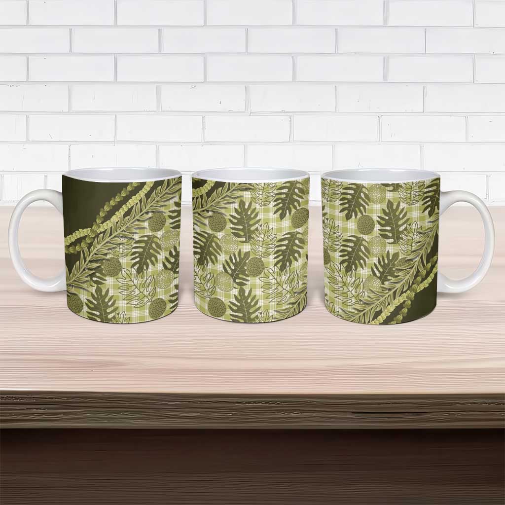 Hawaii Breadfruit Palaka Ceramic Mug Omaomao Maile Lei - Polynesian Pride